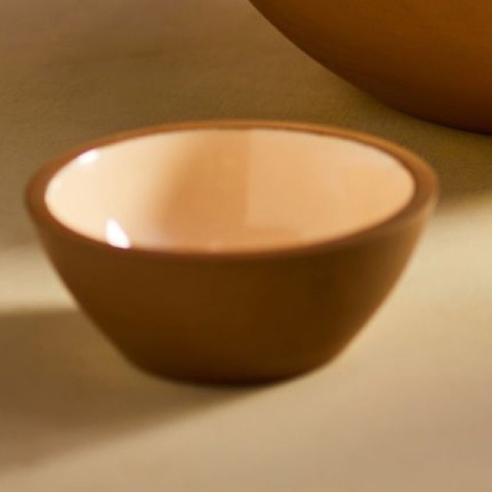 Anthropologie color drop wood and enamel serving bowl, small size